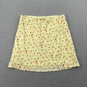WAYF Sunshine Floral Linen Blend Mini Skirt Size M Yellow Ditsy Coquette Preppy